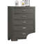 Commode à cinq tiroirs de style contemporain avec poignées en acrylique et pieds de support 1pc pour le rangement de chambre à coucher ou d'espace de vie moderne