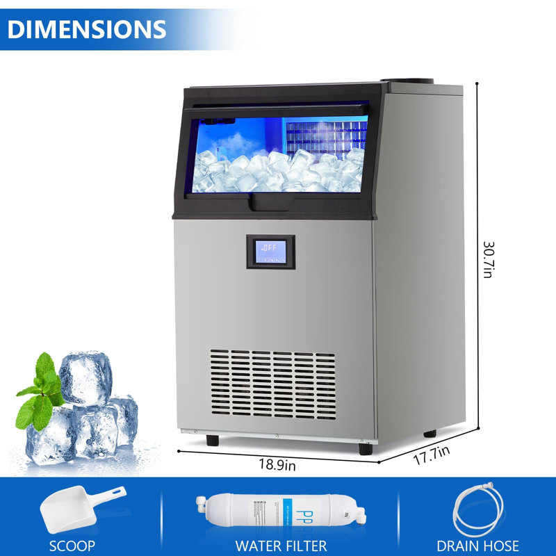 Machine à glaçons commerciale, 50 pièces de glaçons transparents prêts en 8 à 15 minutes