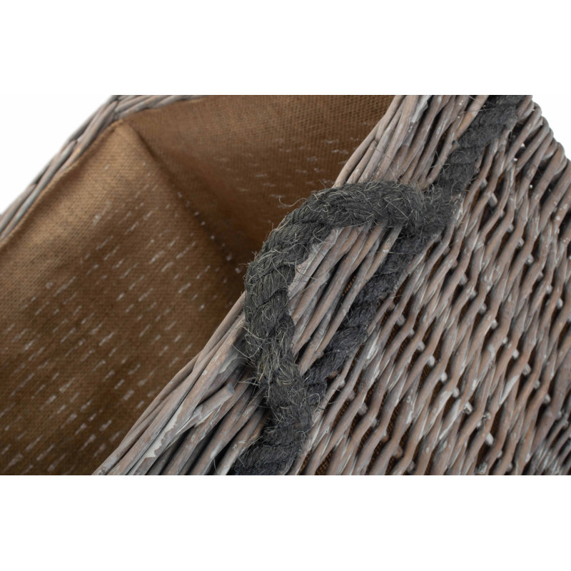 Wicker Storage Basket with Lining, Grey Wash, 45cm H x 40cm W x 40cm D