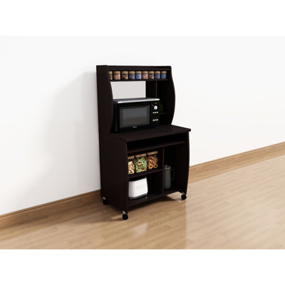 Utility Cart With And Spice Rack, Mobile On Locking Castors, Toned Surface, Suitable For Coffee Machine Computer Setup, Gliding Keyboard Tray, Particle Board+ Construction, 29.5 In Depth, 20.3