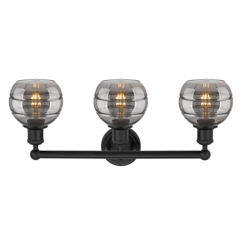 Éclairage pour meuble-lavabo 3 lumières Natick, Gris fumée clair, Noir mat