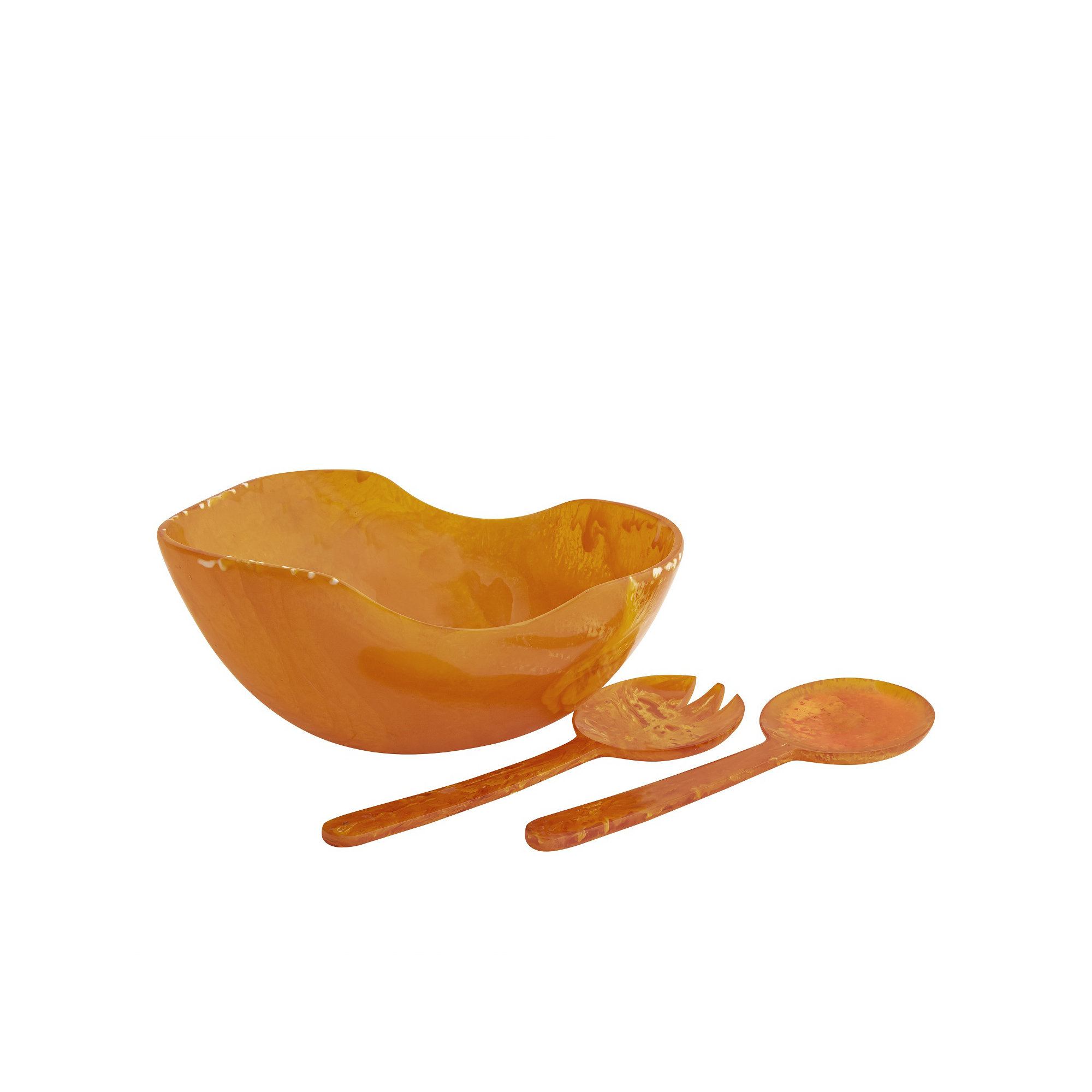 Salad Servers Set Of 2 Resin Dia 11", Orange