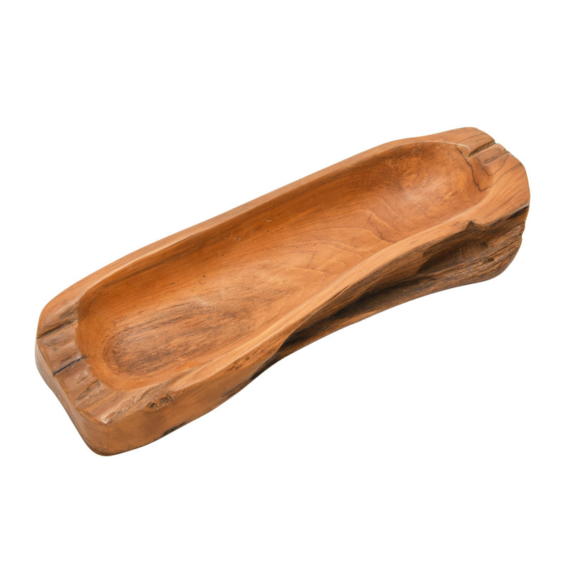 One-of-a-Kind Teakwood Irregular Kitchen Bowl, Natural Finish