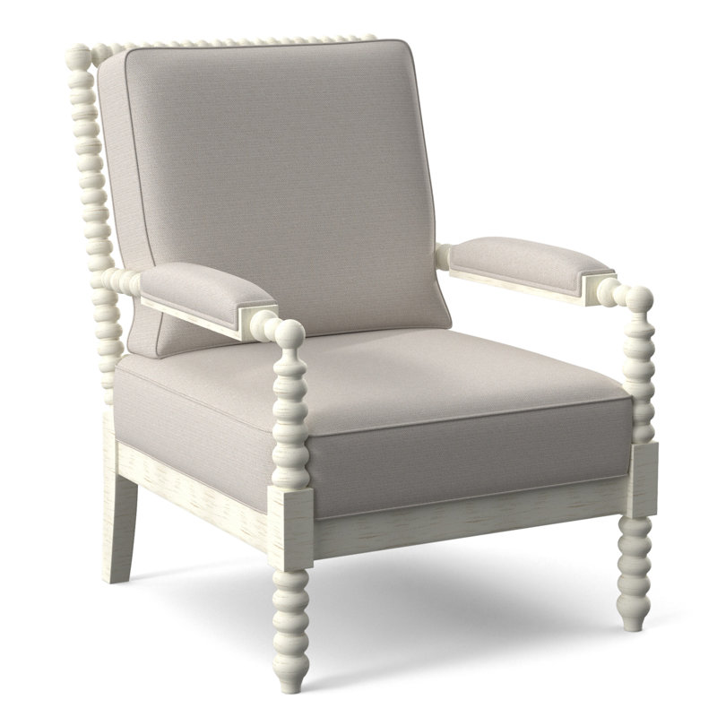 Lind Island 29" Wide Lounge Chair, Antique Frost White Finish, White Textured Performance; 0865-91