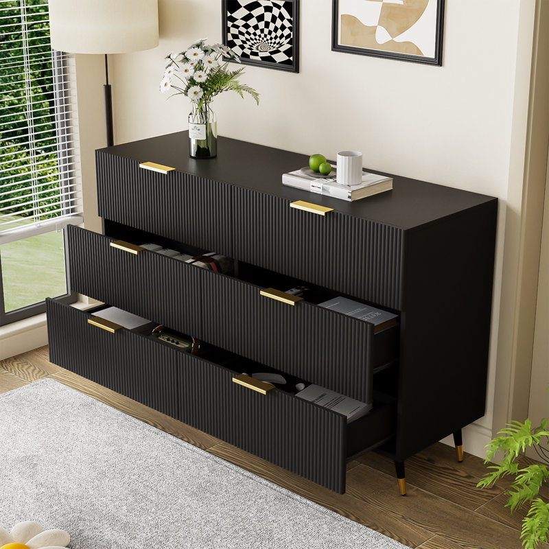 Chest Od Drawers Sideboard With 6 Drawers, Black