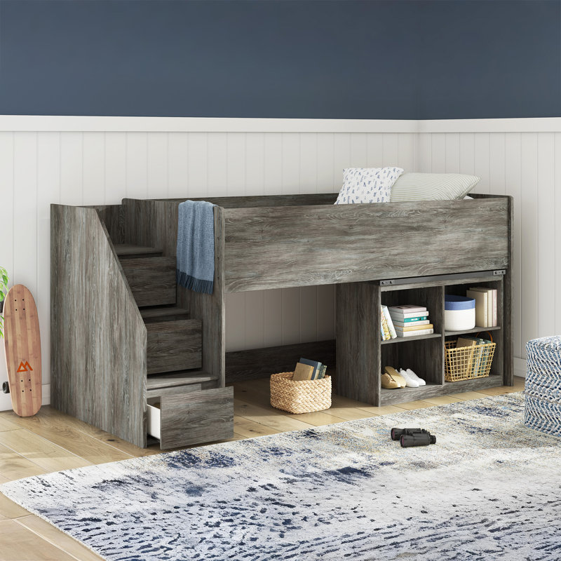 Frandern Twin Loft Bed With Drawer Storage