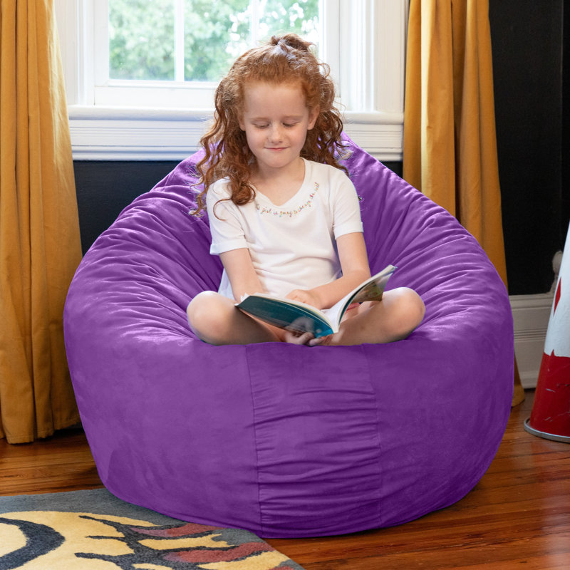 4 Ft. Cocoon Kids Bean Bag Chair and Crash Pad - Microsuede, Plum Microsuede