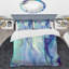 Ensemble de housse de couette moderne et contemporaine en microfibre bleu / mauve-35228246