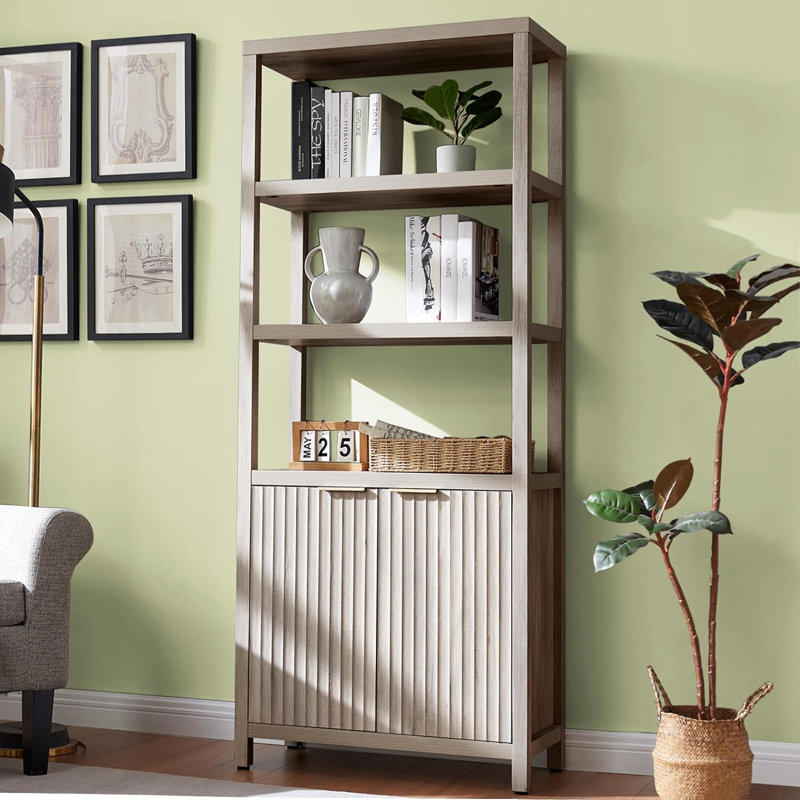 Bibliothèque de rangement Nicolee, Chêne gris-beige