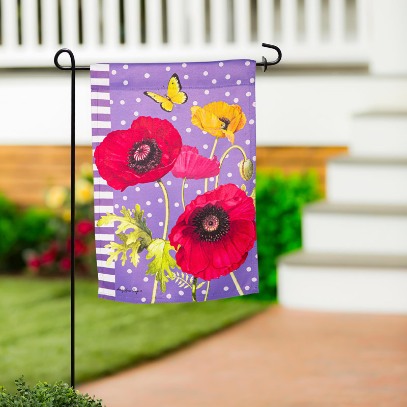 Drapeau de jardin en suède Poppy Welcome