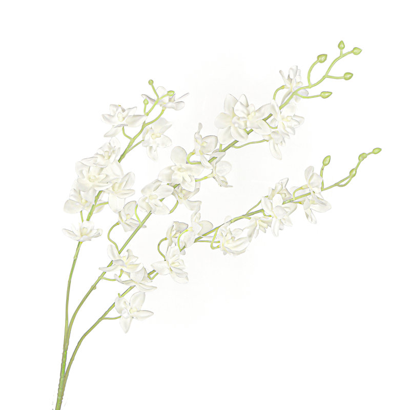 Petite Artificial Dendrobium Orchid Flower Stem Spray, Cream White