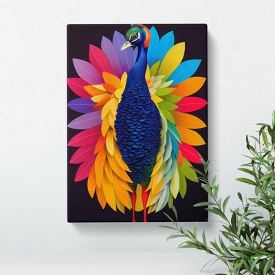 Bold Peacock Art No.4 - Wrapped Canvas