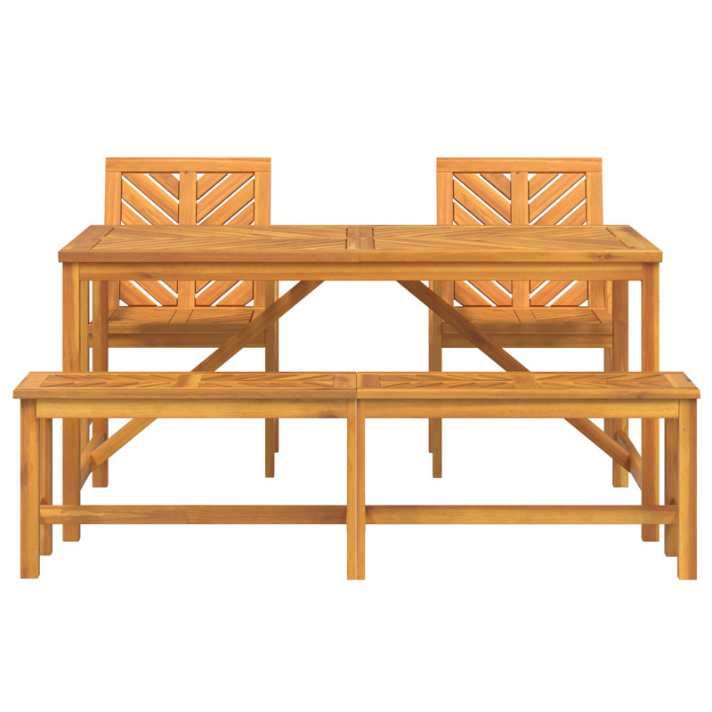  Ensemble de salle à manger de jardin 4 pièces en bois d'acacia massif