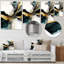 Décoration murale abstraite géométrique en marbre blanc et doré V - marbre abstrait-87838382