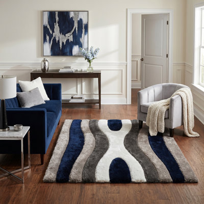 Hathaway Shag Abstract Stripe Designed Area Rug