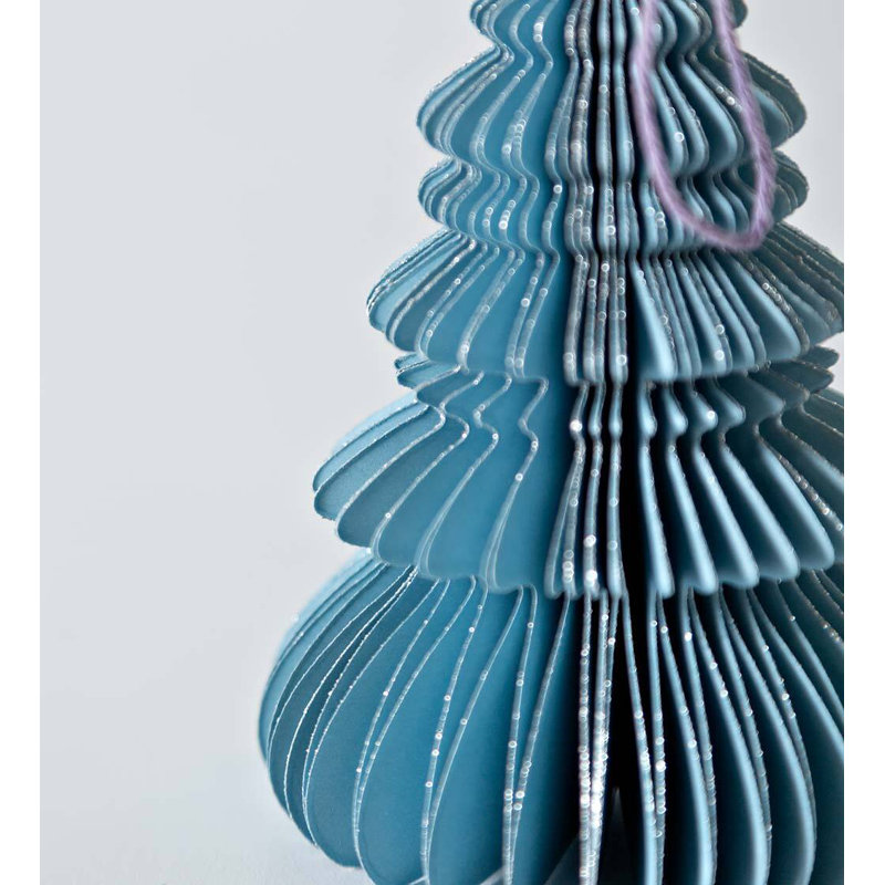 6.25'' Handmade Paper Plants & Flowers Holiday Shaped Ornament, Blue
