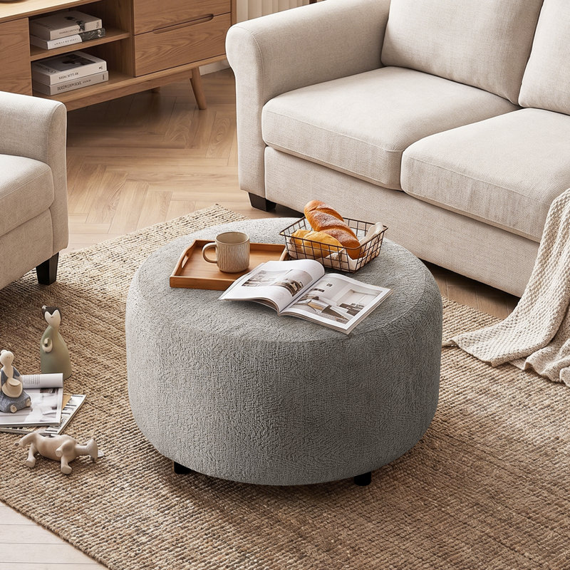 Repose-pieds rembourré moderne de 28,7 po de largeur, Blanc