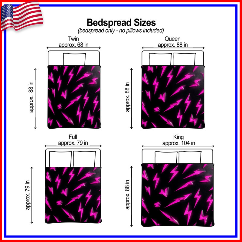 Couvre-lit matelassé rose Lightning Bolts toutes tailles, Full / Double