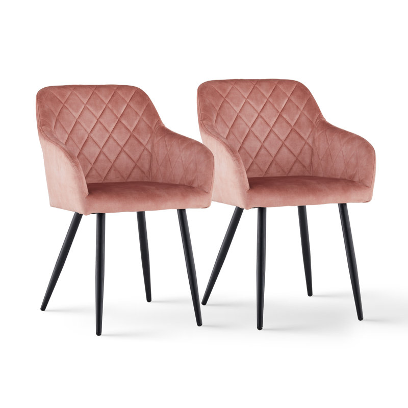 48cm H Velvet Upholstered Metal Armchair, Pink
