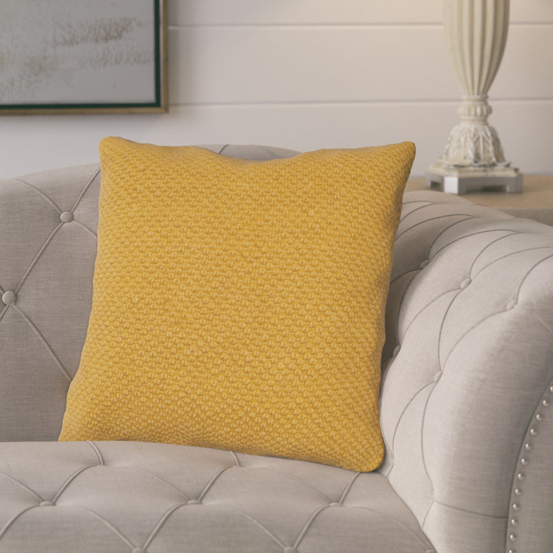 Housse de coussin carré en coton Mansel, Doré, Carré de 20 po, Polyester