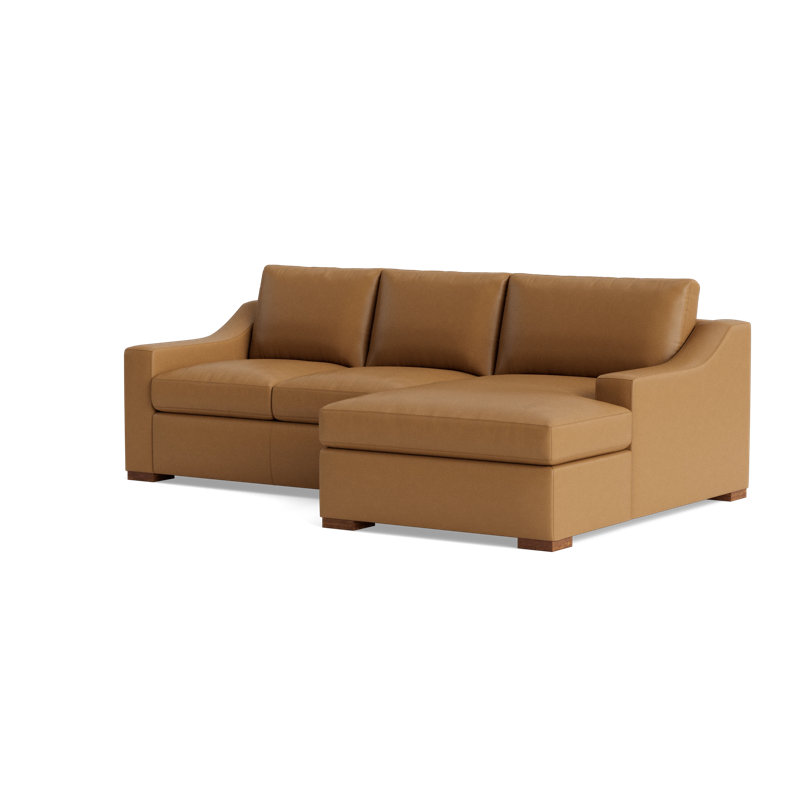Lucca Leather Chaise Sectional, Right Hand Facing, Bison Butterscotch Top Grain Leather