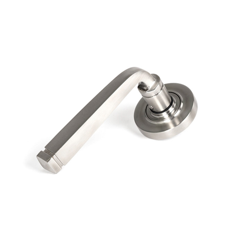 Polished Brass Avon Round Lever On Rose Set (Plain) - Unsprung, Satin Marine