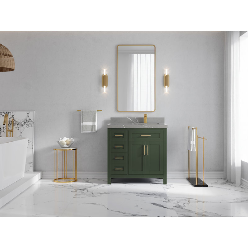 Ensemble de meuble-lavabo simple 36 po Goh, Gris Piatra
