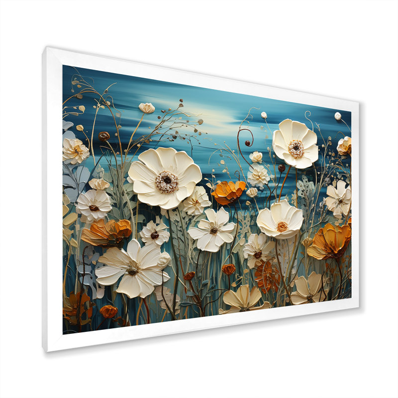 Fleurs fraîches et apaisantes II, Cadre simple blanc, H 34 po x l 44 po x P 1,5 po