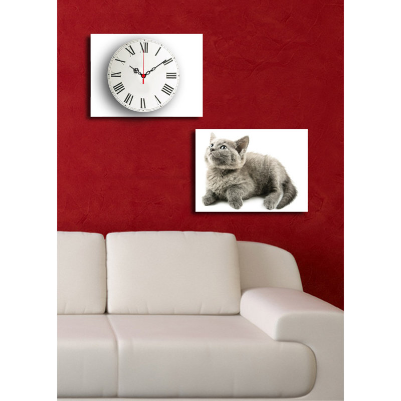 Horloge murale élégante en toile décorative (2 pièces), 25,2 po x 15,7 po | Toile 100% suède avec cadre 100% bois (épaisseur: 1,2 po) | Décoration élégante, parfaite pour les espaces de salon et de bureau, conception unique de garde-temps