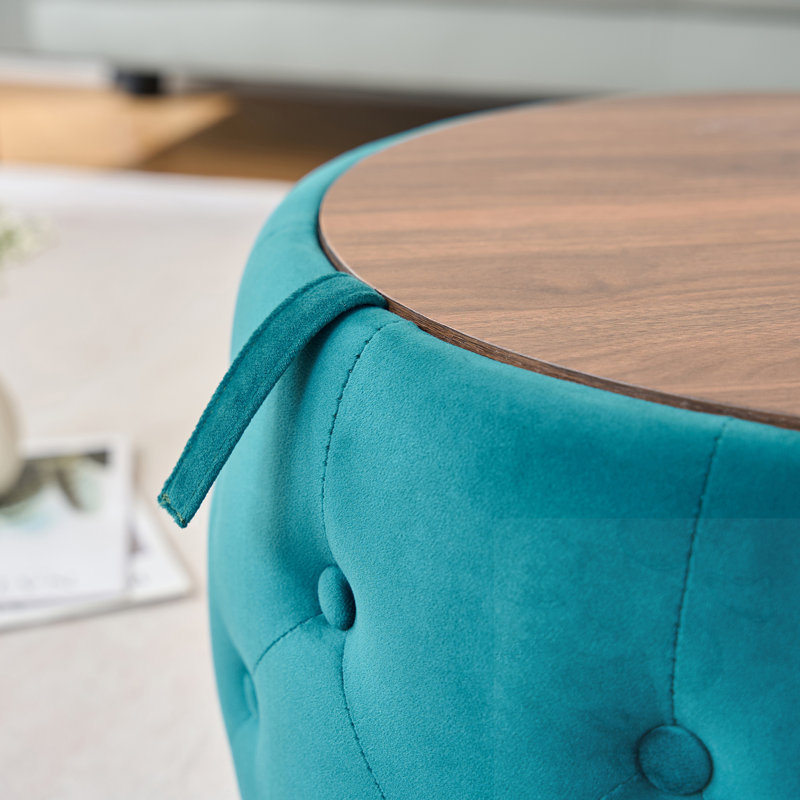 Repose-pieds gigognes avec plateau de rangement emboîtables (ensemble de 2), Bleu paon
