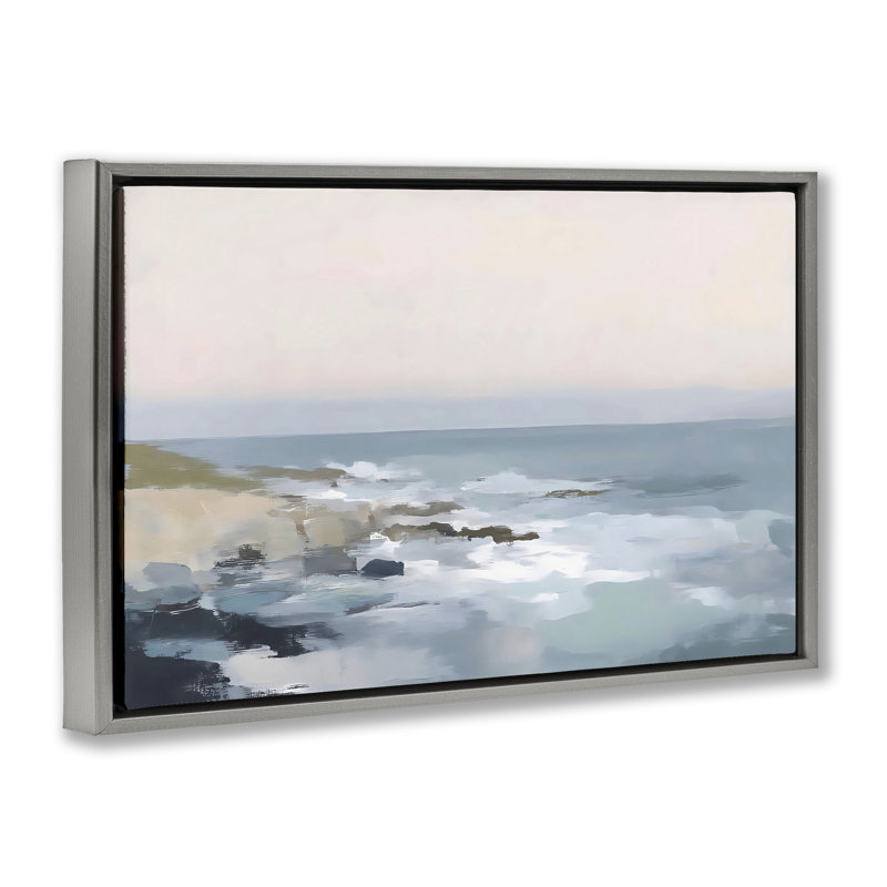 Cadre flottant Serene Coastal Ocean Scene, design par Creative Studio, 17 x 25, Lustre Grey Floater Framed