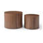Ensemble de 2 tables basses gigognes rondes, tables d'appoint modernes en MDF avec détails en relief pour salon et chambre, fini noyer