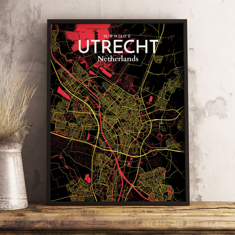 Utrecht City Map - No Frame Print, 91.4cm H x 61cm W x 0.13cm D