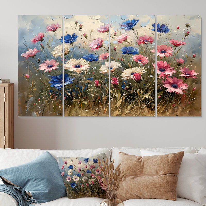 Ensemble de salon art mural bleues et bleues, H 28 po x l 48 po