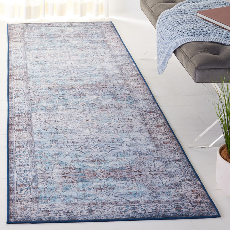 Ziebarth 173 M/W S/R Area Rug In Aqua / Pink, Runner 2'6" x 8'