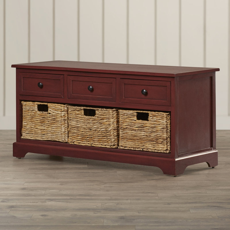 Banc de rangement 3 tiroirs Adayla Damien, Rouge