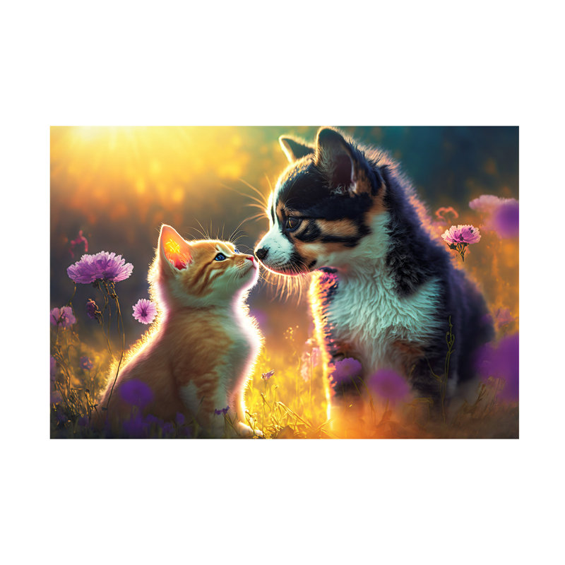 Impression sur toile, animaux, chats et chiens 8, H 16 po x l 24 po x P 2 po