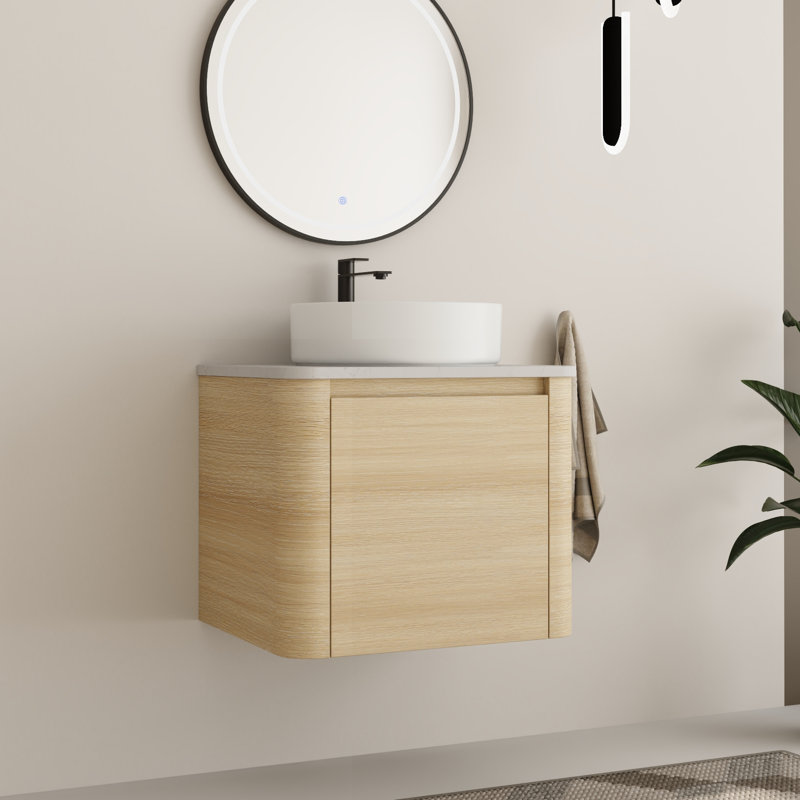 Ensemble de meuble-lavabo simple 24 po avec plateau en pierre reconstituée Eaton, Blanc, 24"