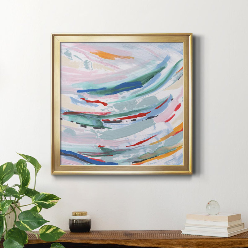 Waterway II - peinture sur toile encadrée, Or, H 34,5 po x l 34,5 po x P 1,5 po