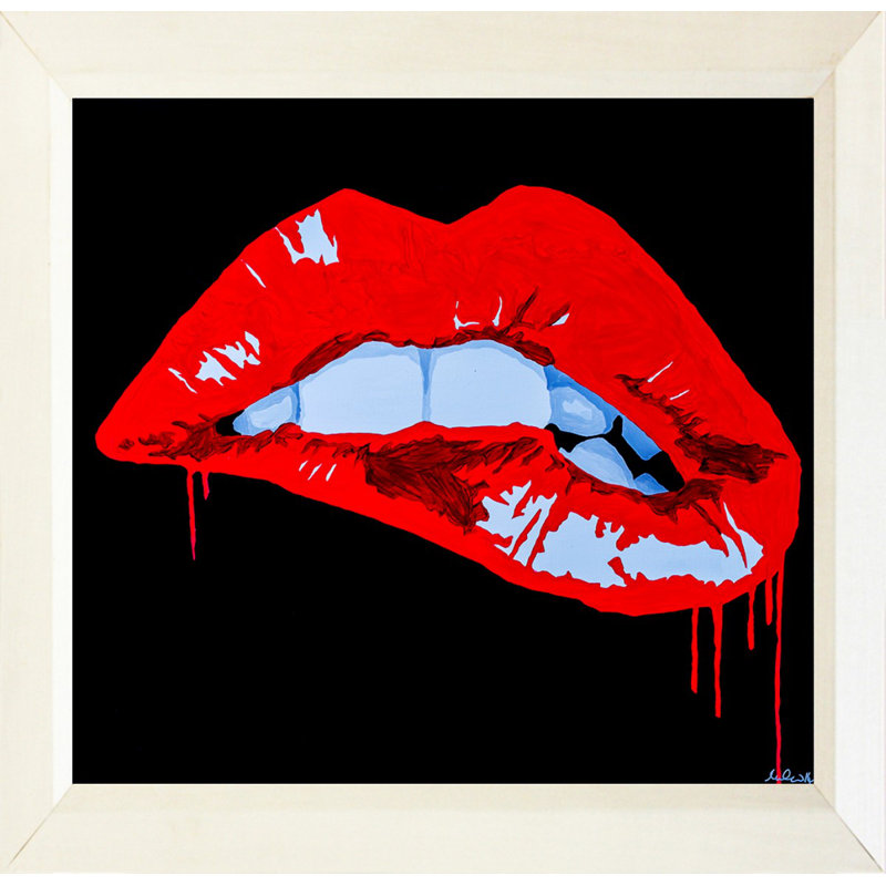 Lèvres, baiser sexy, impression encadrée, H 12 po x l 12 po x p 1 po, Cadre blanc