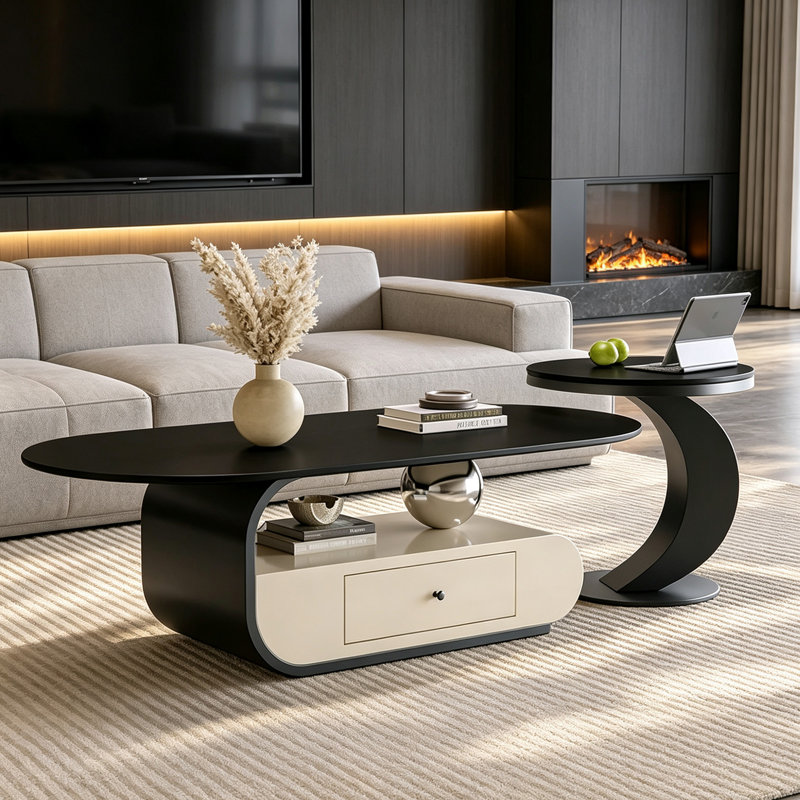 Shipton, H 16,53 po x l 51,18 po x P 27,55 po, Noir, Couleur unie