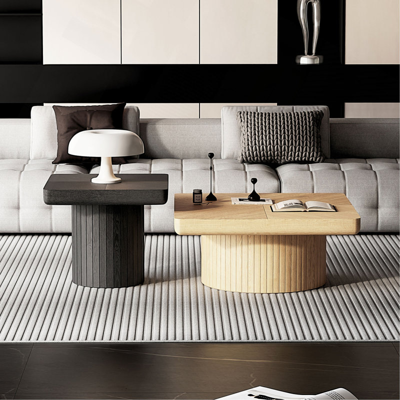 Ensemble de 2 tables gigognes Modern Modern, Noir/naturel