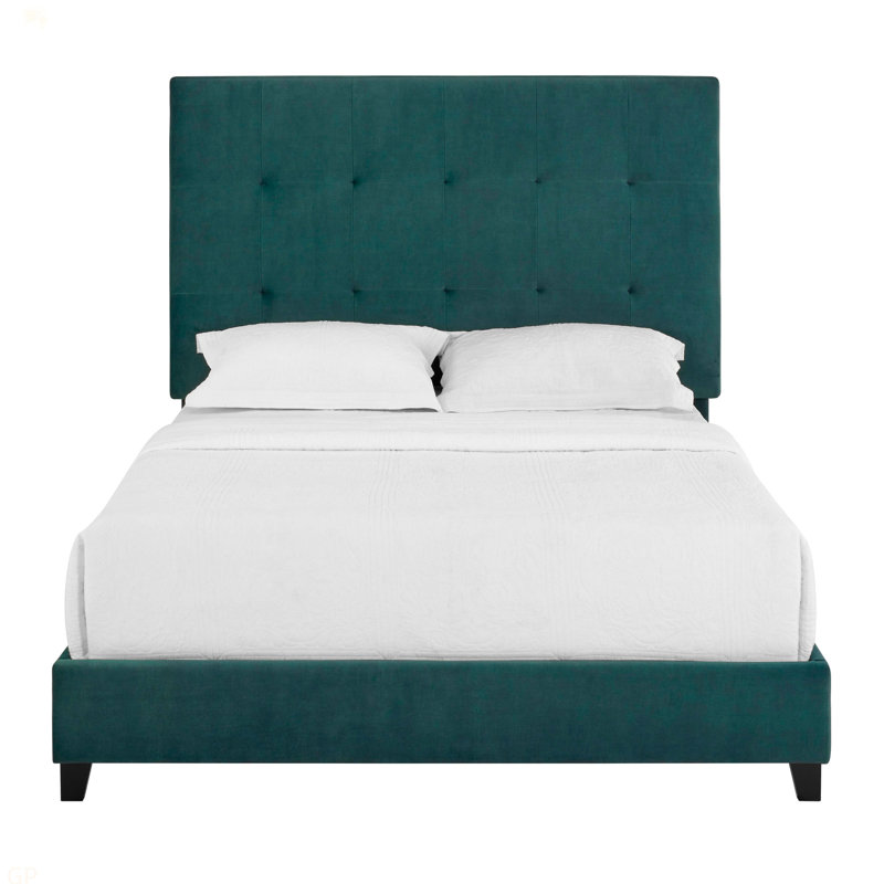 Lit plateforme tapissier Green Velvet