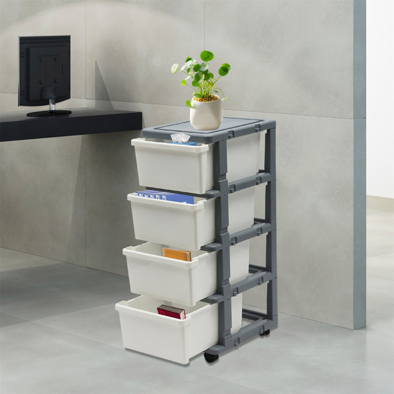 Commode de rangement 4 tiroirs Madalina, gris