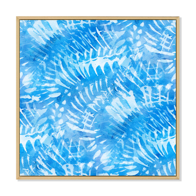 «Blue Whirling Snowflakes», reproduction sur toile, H 30 po x l 30 po x P 1 po, Cadre flottant en érable
