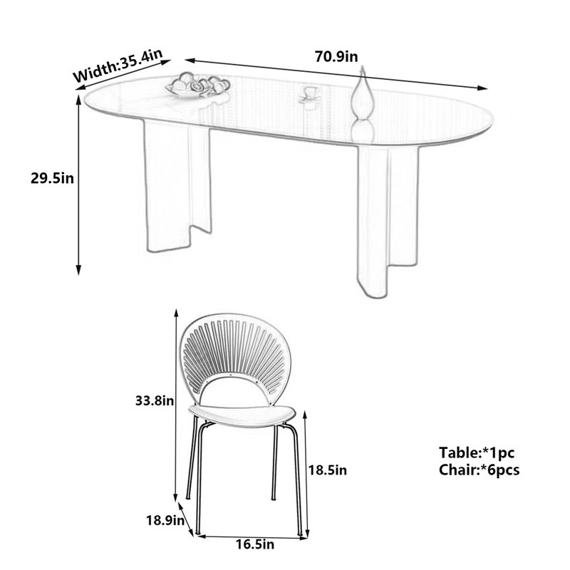 Table de salle à manger blanche, H 29,5 po x L 70,9 po x l 35,4 po