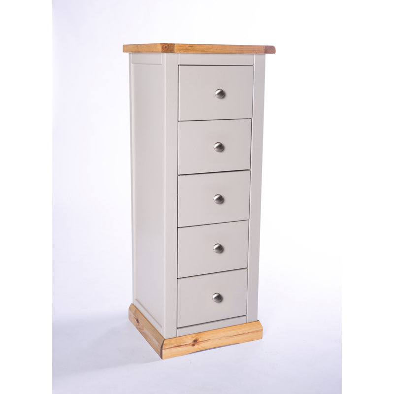 Emrick 45cm W 5 - Drawer Chest of Drawers, Chrome, Grey/Wood