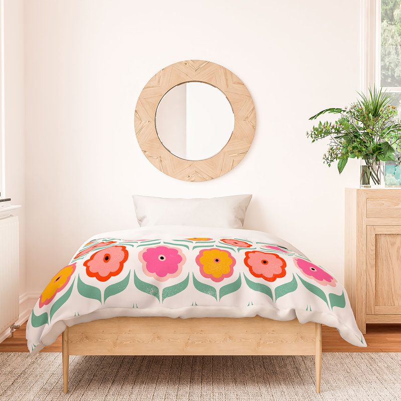 Ensemble d'édredon en coton rouge / jaune / rose Showmemars, Édredon simple extra long + 1 taie décorative st