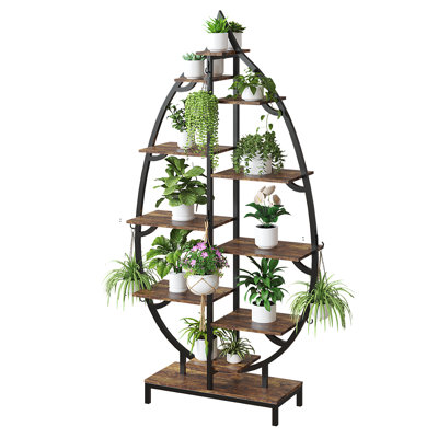Leaf Shape Ironwood Plant Stand With Plant Grow Lights