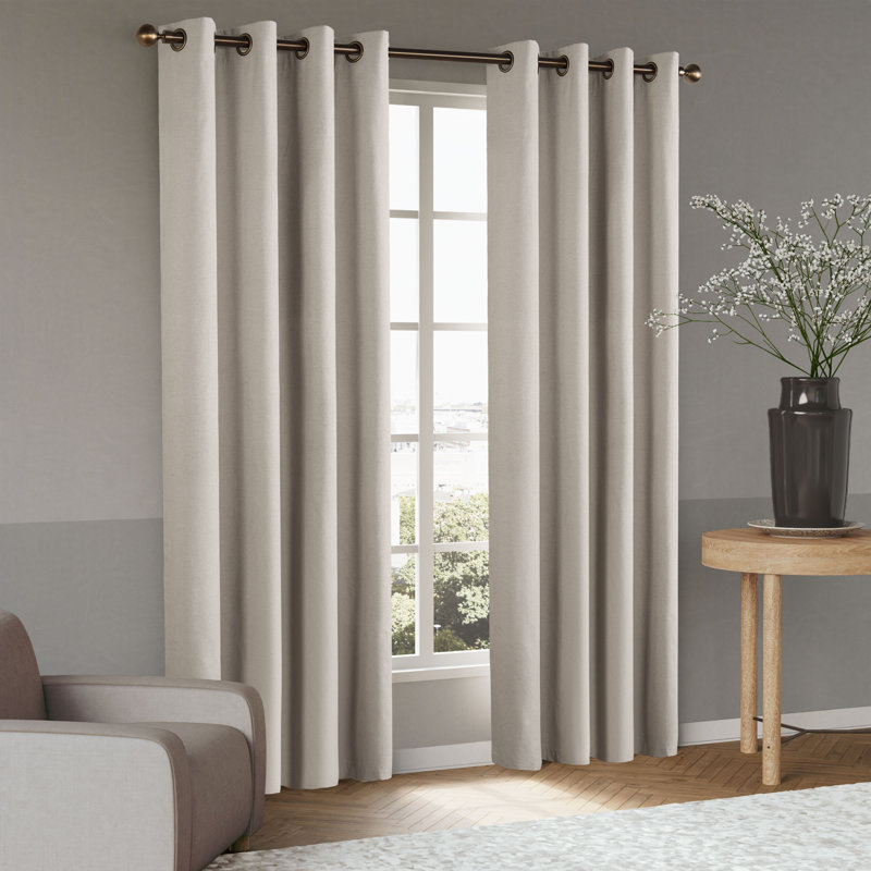 Paire de rideaux 100% lin occultant (2 panneaux), L 52 po x L 84 po, Lin lin